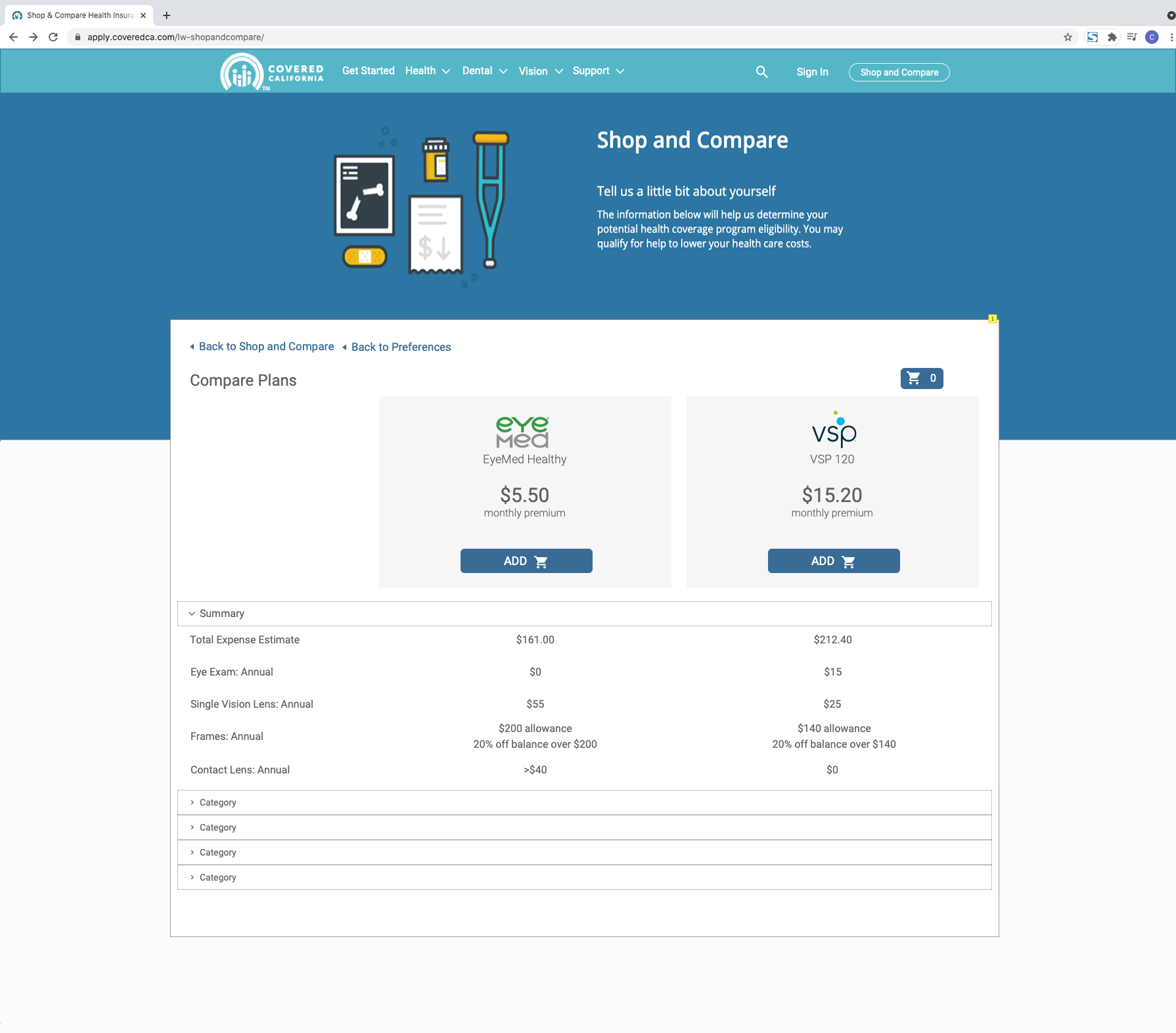 Shop and Compare redesign screen